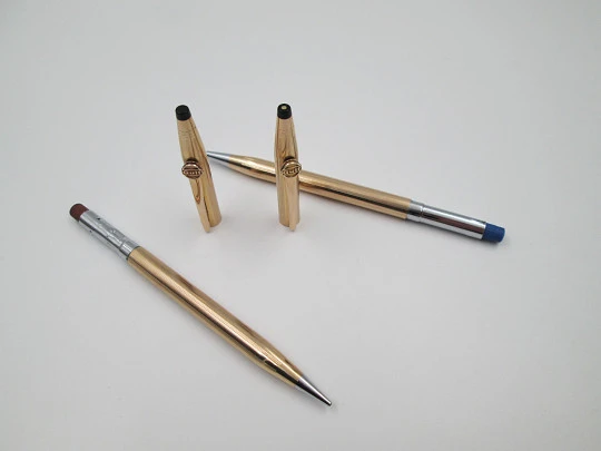 Cross Classic mechanical pencil and ballpoint pen set. 14k gold filled. Original box. 1990's