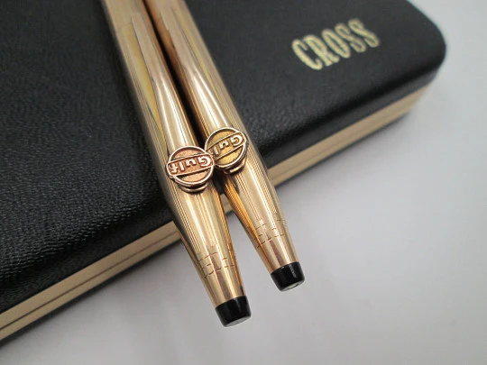 Cross Classic mechanical pencil and ballpoint pen set. 14k gold filled. Original box. 1990's