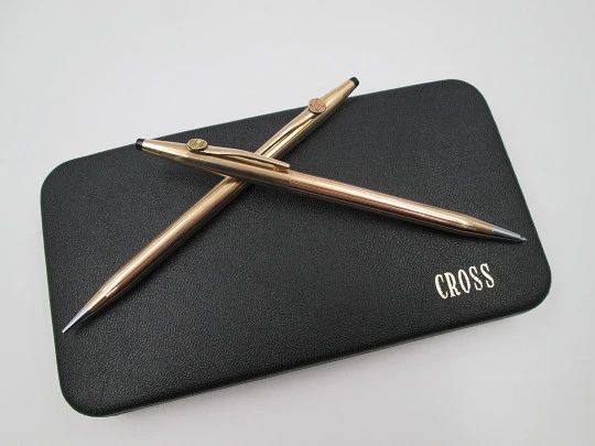 Cross Classic mechanical pencil and ballpoint pen set. 14k gold filled. Original box. 1990's