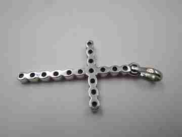 Cross pendant. 18k white gold & 16 diamonds (brilliant cut). 1990's