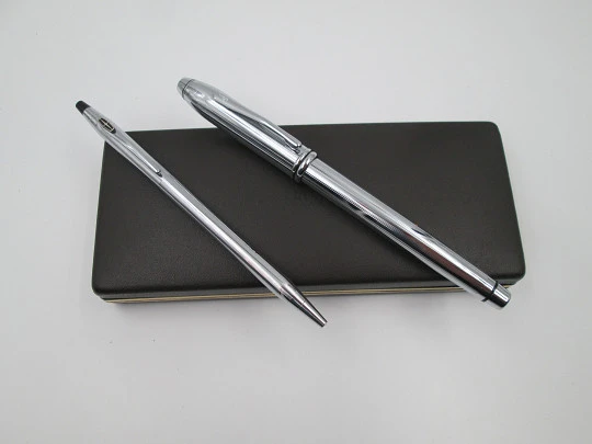 Cross Townsend / Classic Century fountain pen & ballpoint set. Chromed metal. 2000's