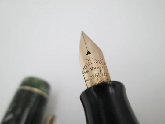 Croxley Dickinson fountain pen. Marble celluloid & gold plated. Lever filler. England