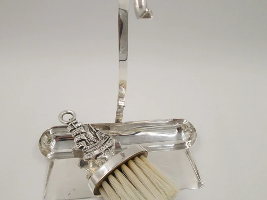 Crumb catcher sweeper. Sterling silver. Tray and brush. The Revenge