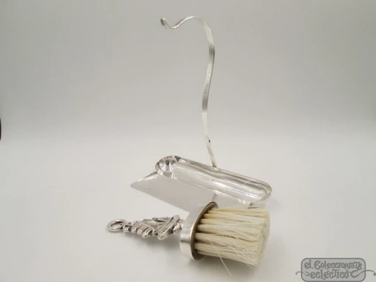 Crumb catcher sweeper. Sterling silver. Tray and brush. The Revenge