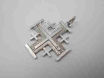 Cruz de Jerusalén / Cruz de las Cruzadas colgante. Plata de ley 925 milésimas. 1990
