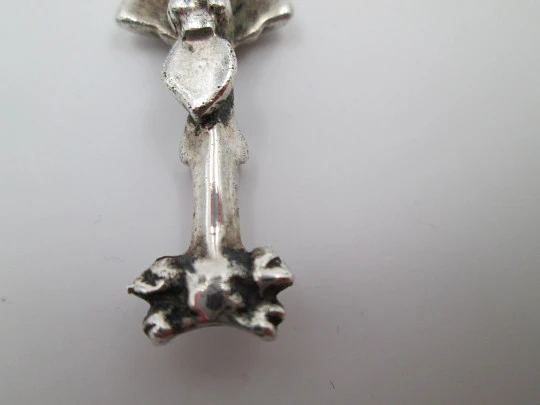 Cruz Santo Cristo Burgos y Virgen del Pilar. Plata de ley. Siglo XVIII