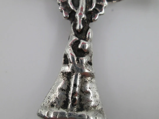 Cruz Santo Cristo Burgos y Virgen del Pilar. Plata de ley. Siglo XVIII