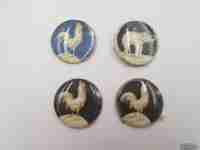 Cuatro pinturas en miniatura. Gallos y elefante. 1º siglo XX