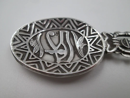 Cuchara ornamental calada. Plata de ley. Faraón y Ojo de Horus. Egipto. 1980