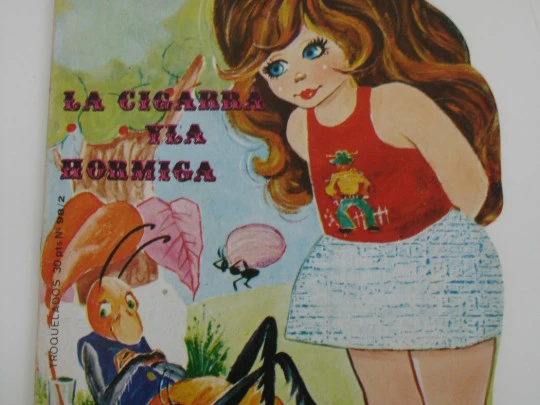 Cuento infantil troquelado. Años 70. La cigarra y la hormiga. Vilmar