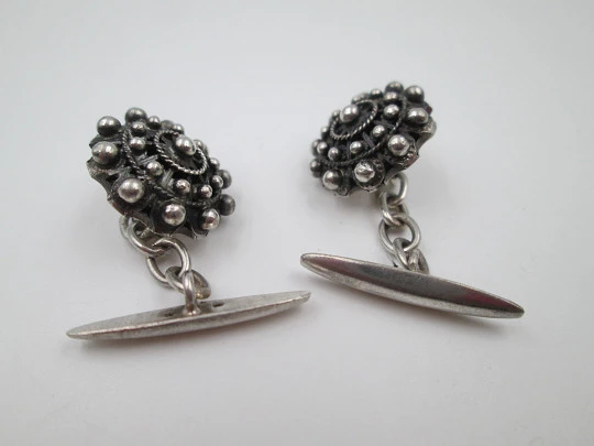 Cufflinks gentleman. 925 sterling silver. Openwork charro button motifs. Spain. 1990's