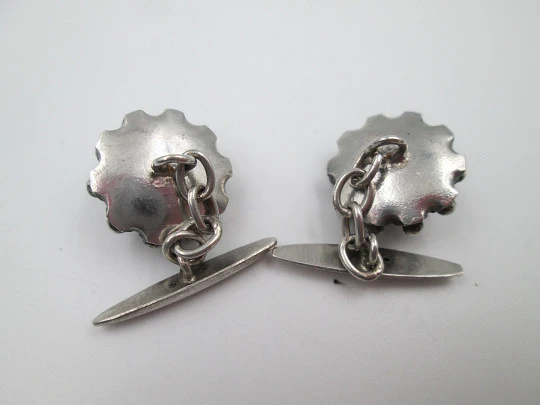 Cufflinks gentleman. 925 sterling silver. Openwork charro button motifs. Spain. 1990's