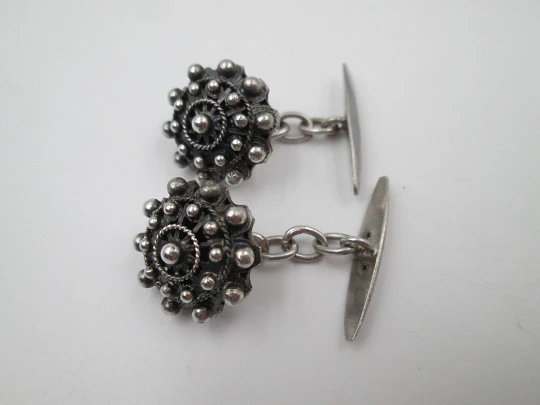 Cufflinks gentleman. 925 sterling silver. Openwork charro button motifs. Spain. 1990's