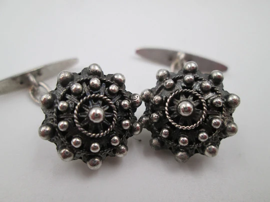 Cufflinks gentleman. 925 sterling silver. Openwork charro button motifs. Spain. 1990's