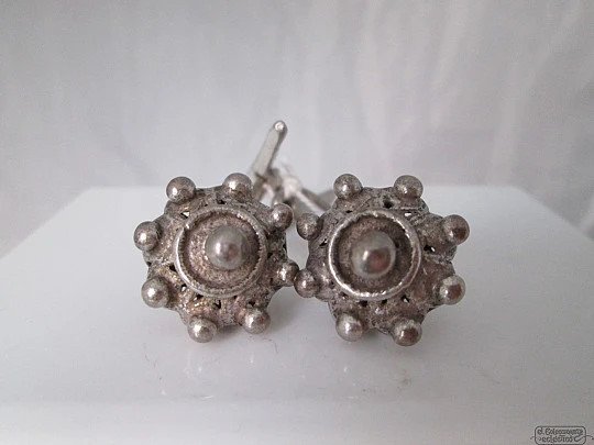 Cufflinks mens. Sterling silver. Openwork. Charro button. 1910