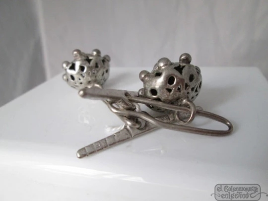 Cufflinks mens. Sterling silver. Openwork. Charro button. 1910