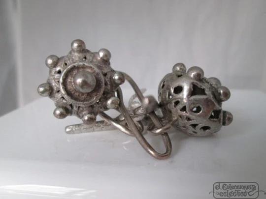 Cufflinks mens. Sterling silver. Openwork. Charro button. 1910
