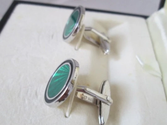 Cufflinks. 925 sterling silver and two tone enamel. 1990's