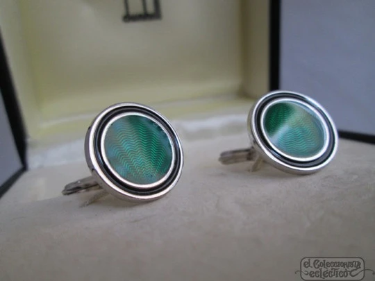 Cufflinks. 925 sterling silver and two tone enamel. 1990's