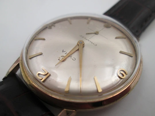 Cyma Cymaflex. 20 microns gold plated and steel. Manual wind. 1950's. Swiss