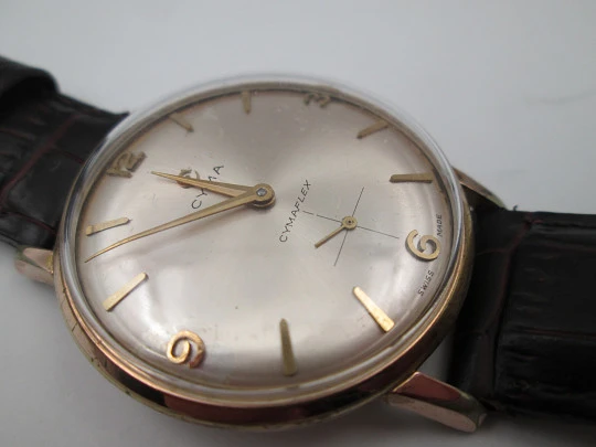 Cyma Cymaflex. 20 microns gold plated and steel. Manual wind. 1950's. Swiss