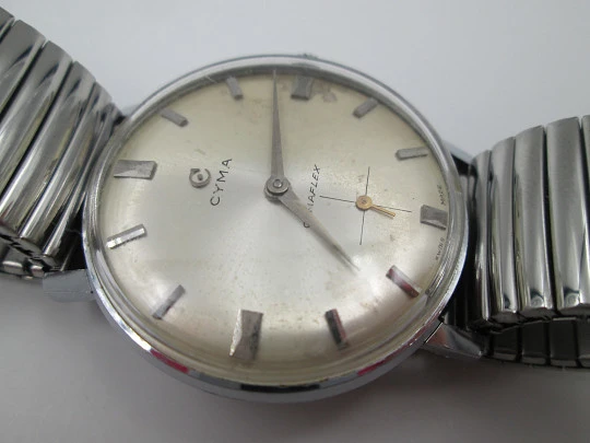 Cyma Cymaflex. Stainless steel. Manual wind. Small second hand. 1970's. Swiss