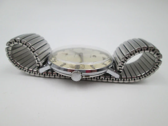 Cyma Cymaflex. Stainless steel. Manual wind. Small second hand. 1970's. Swiss