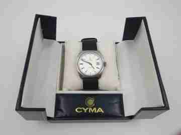 Cyma Navystar. Automático. Acero. Calendario. Correa. Años 70