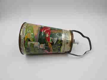 Dairy milk churn. Lithographed tinplate. Júpiter coffee. Spain