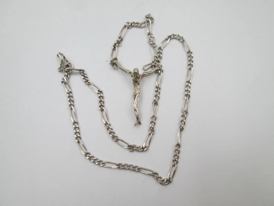 Dali's Christ with open and braided links chain. 925 sterling silver. Tab clasp. Spain. 1990's Dali's Christ with open and braided links chain. 925 sterling silver. Tab clasp. Spain. 1990's