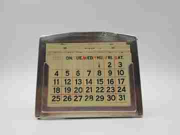 Deakin & Francis desk table calendar. Sterling silver and wood. 1930's
