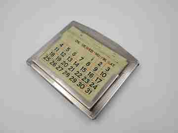 Deakin & Francis desk table calendar. Sterling silver and wood. 1930's