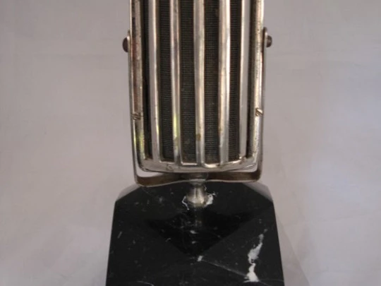 Decorative microphone. Art Deco style. 1940's. Chromed metal