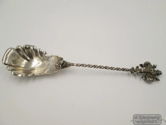 Decorative silver and vermeil spoon. 19th century. France