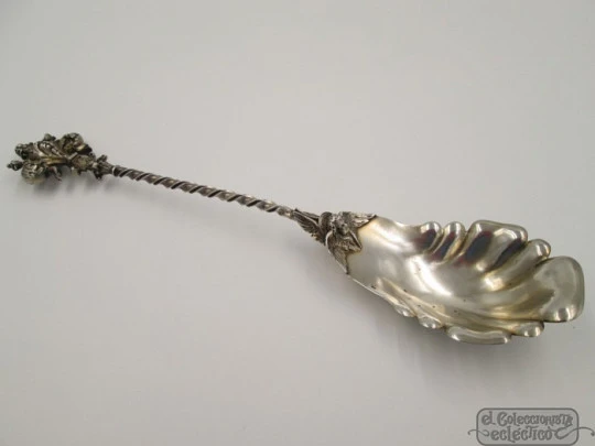 Decorative silver and vermeil spoon. 19th century. France