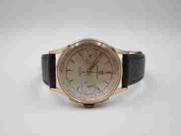 Delbana Medical chronograph. Steel & gold plated. 1950's. Manual wind. Swiss