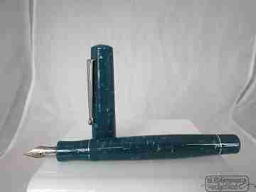 Delta. 2008. Italy. Box. Blue marble resin. 750 Silver. 18K gold nib