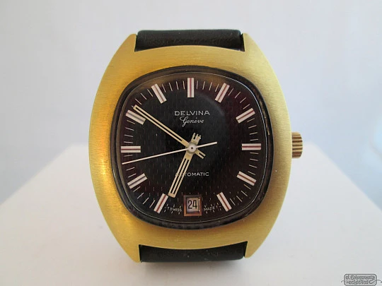 Delvina Genève. Automatic. Gold plated / steel. 1970. Date. Swiss