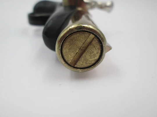 Deringer gun table lighter. Gold plated and black lacquer. Modern (Hirota & Co.). 1980's