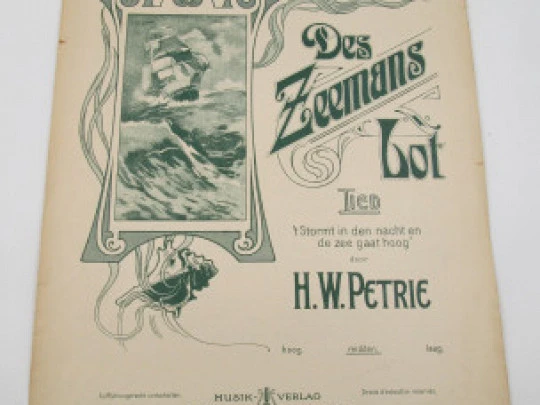 Des Zeemans Lot partitura piano. Henry Petrie. Anton Benjamin. 1º Siglo XX. Alemania