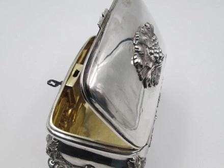 Jewellery Box Silver And Vermeil Grapes Vine Leaves 1940s | El