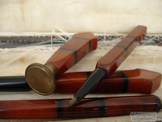 Desk set Johann Faber. Germany. Circa 1920s. Marble celluloid