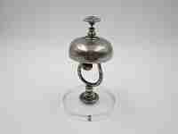 Desk / table / hotel bell. Silver metal and methacrylate base. Floral motifs. 1960's
