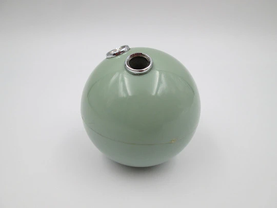 Desk / table sphere ball pencil holder. Green resin and silver plated metal. 1980's
