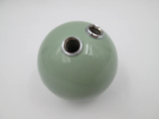 Desk / table sphere ball pencil holder. Green resin and silver plated metal. 1980's