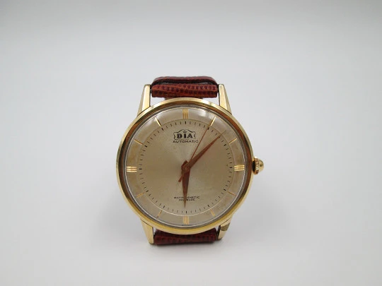 Dia Isoflex. Gold plated & stainless steel. 1960's. Automatic. Strap. Swiss