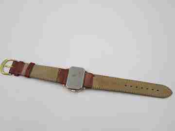 Diamant. Stainless steel & gold plated. Manual wind. Rectangular case. 1970's