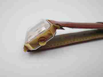 Diamant. Stainless steel & gold plated. Manual wind. Rectangular case. 1970's