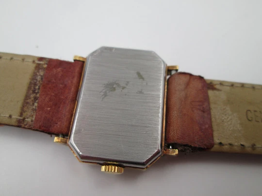 Diamant. Stainless steel & gold plated. Manual wind. Rectangular case. 1970's