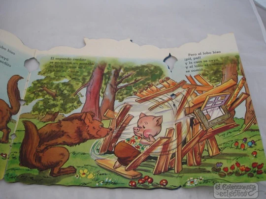 Die-cut book. The three little pigs. 1961. Folk tale. Durve collection